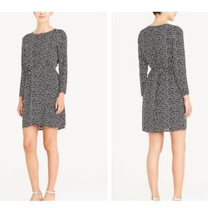 J Crew Tulip Hem Black White Heart Print Faux Wrap Dress 4 S Valentine's Day
